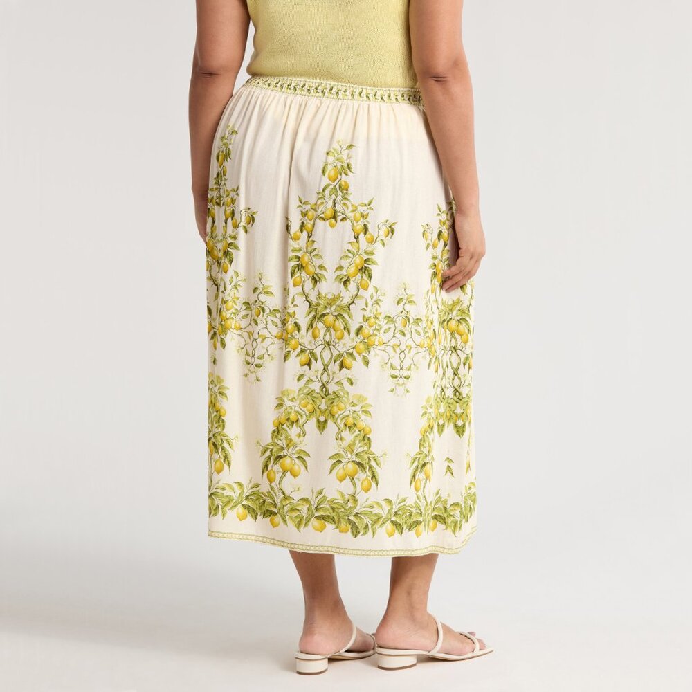 MAX STUDIO | Floral Border Print Midi Skirt w/ Pockets! | NWT - Picture 2 of 7
